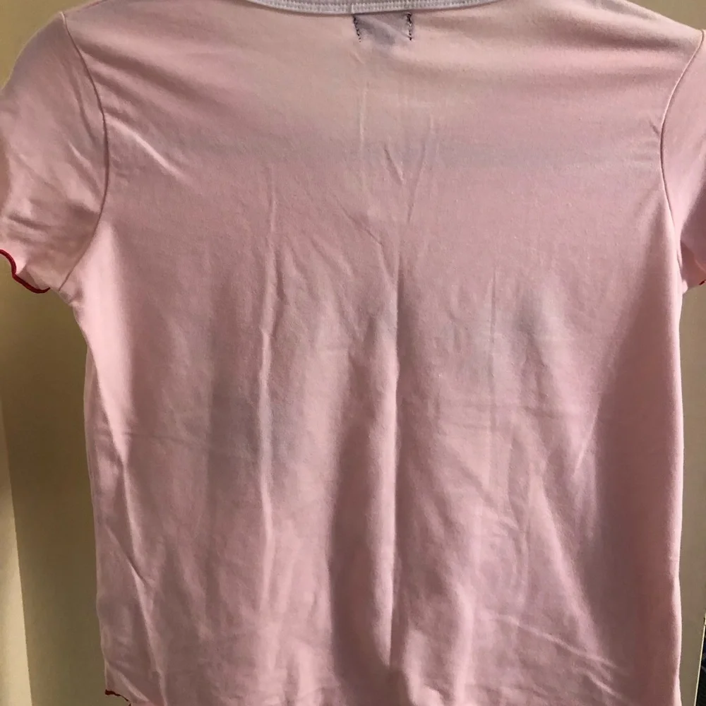 Girls Sevilla embroidered sparkly baby‎ tee ruffle hem pink girls size large 32”